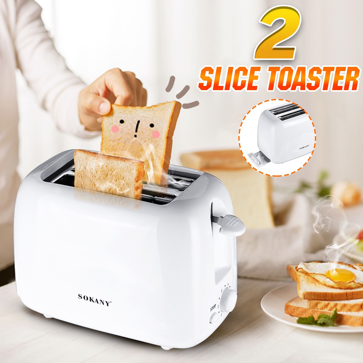SOKANY 750W 6-speed Automatic Toaster of 2 Slice Toaster Home Sandwich Maker  Breakfast Machine - Electronica Pakistan