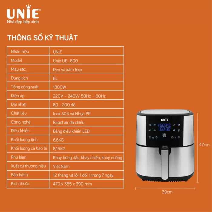 Unie 8L Air Fryer UE-800