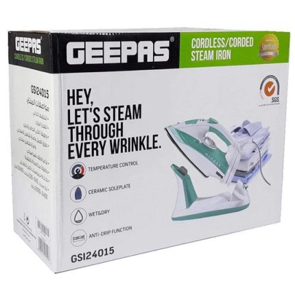 Geepas Cordless/Corded Steam Iron- GSI24015| Wet and Dry Steam Iron Box Handy Design with Powerful Burst Steam, Anti-Drip Function